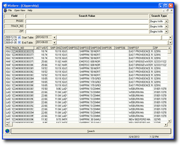 WinServ Search Tool